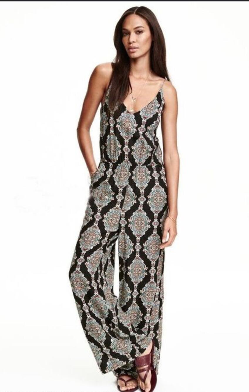H&M Women's Boho  V-neck Sleeveless Wide Leg Jumpsuit Size 4/Small